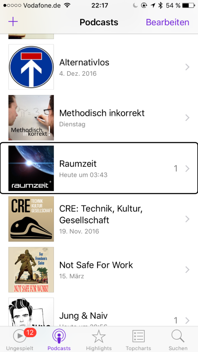 Meine iPhone Podcast Player Übersicht